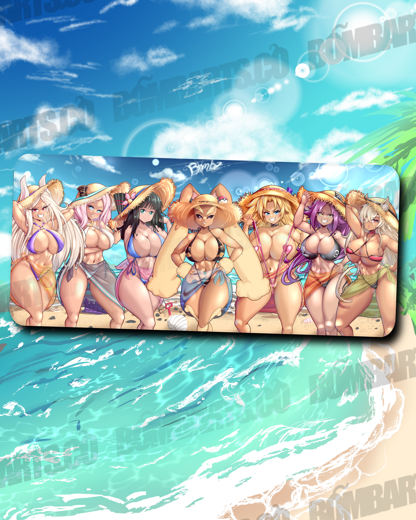 Summer Waifu Collage Mousepad